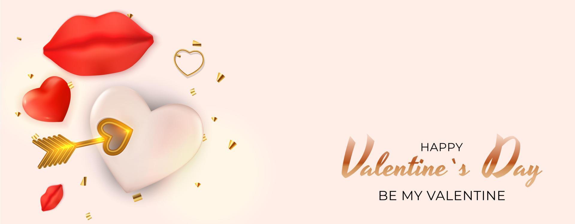 Valentinstag Urlaub Geschenkkarte Hintergrund realistisches Design. Vorlage für Werbung, Web, Social Media und Modeanzeigen. Poster, Flyer, Grußkarten, Header für Website-Vektorillustration vektor