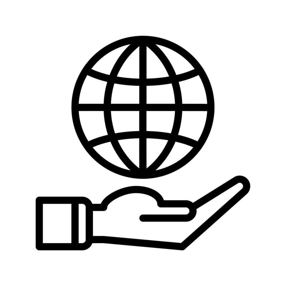 Welt online Internet Symbol und Hand Symbol Gliederung schwarz Stil. Geschäft und Finanzen Symbole vektor