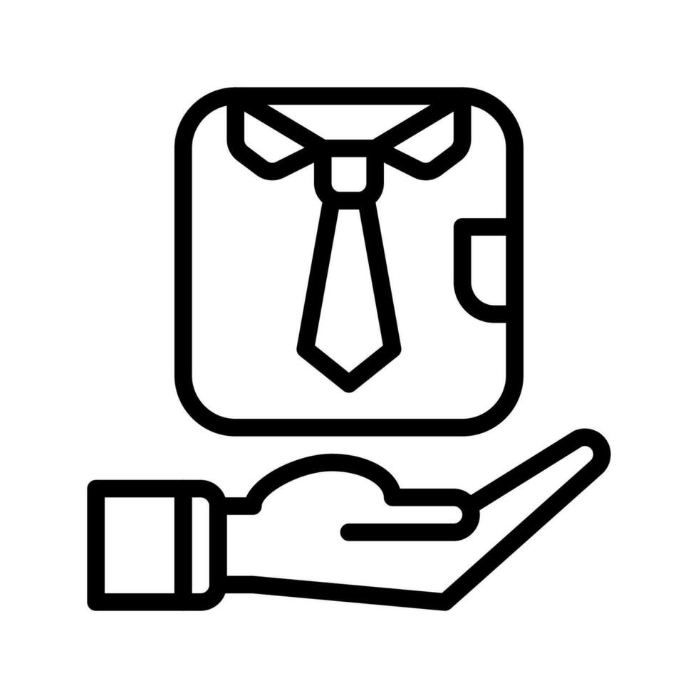 Krawatte Symbol und Hand Symbol Gliederung schwarz Stil. Geschäft und Finanzen Symbole vektor