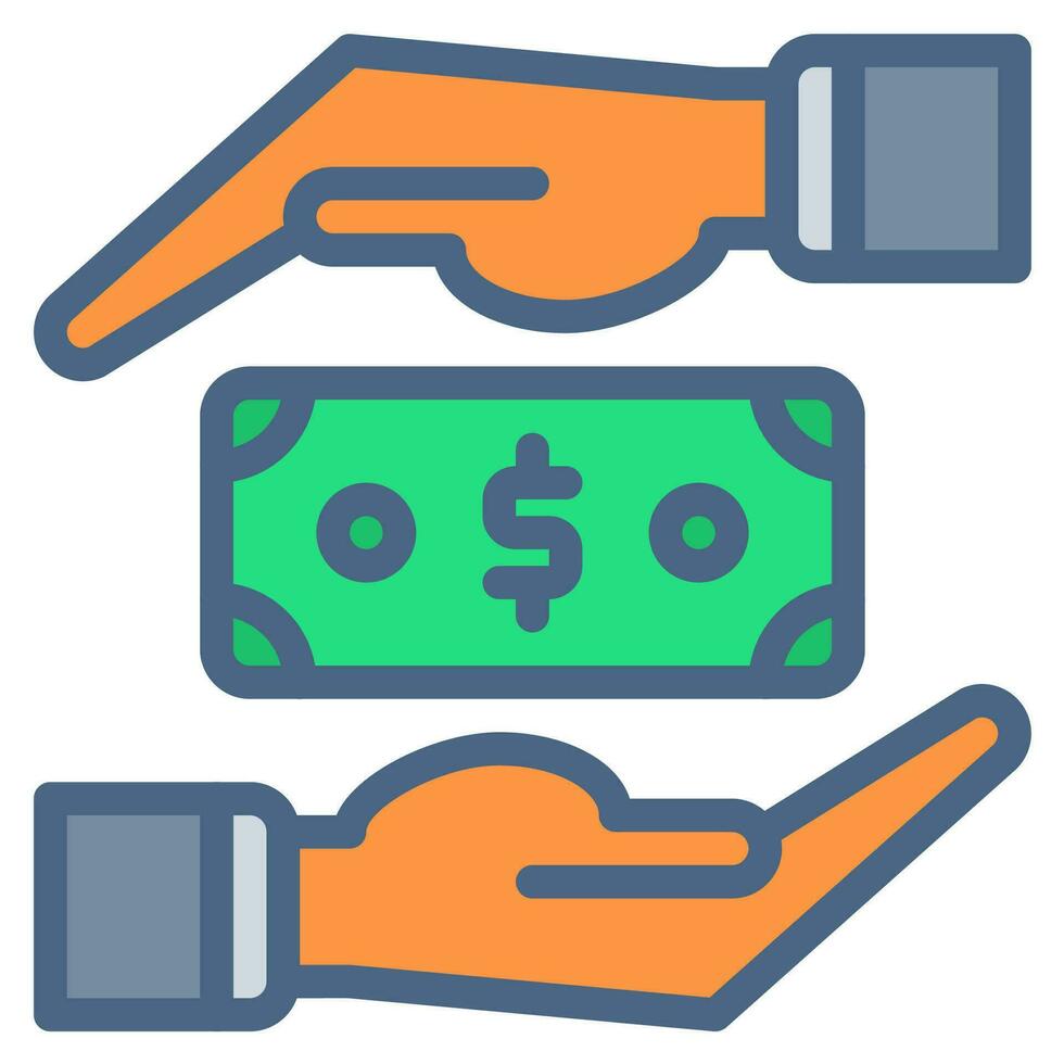 Geld Dollar Kasse Symbol und Hand Symbol Gliederung schwarz Stil. Geschäft und Finanzen Symbole vektor