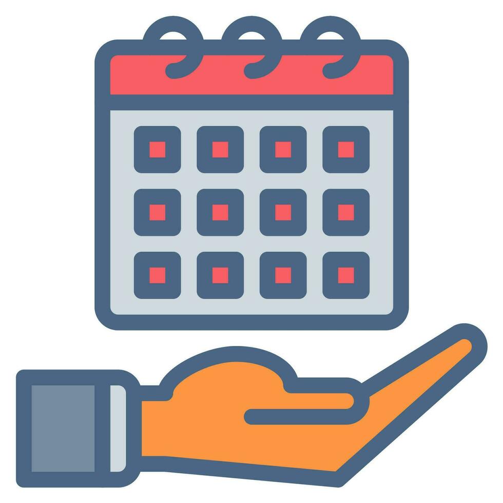 Kalender und Hand Symbol Gliederung schwarz Stil oder Logo Illustration. Geschäft und Finanzen Symbole vektor