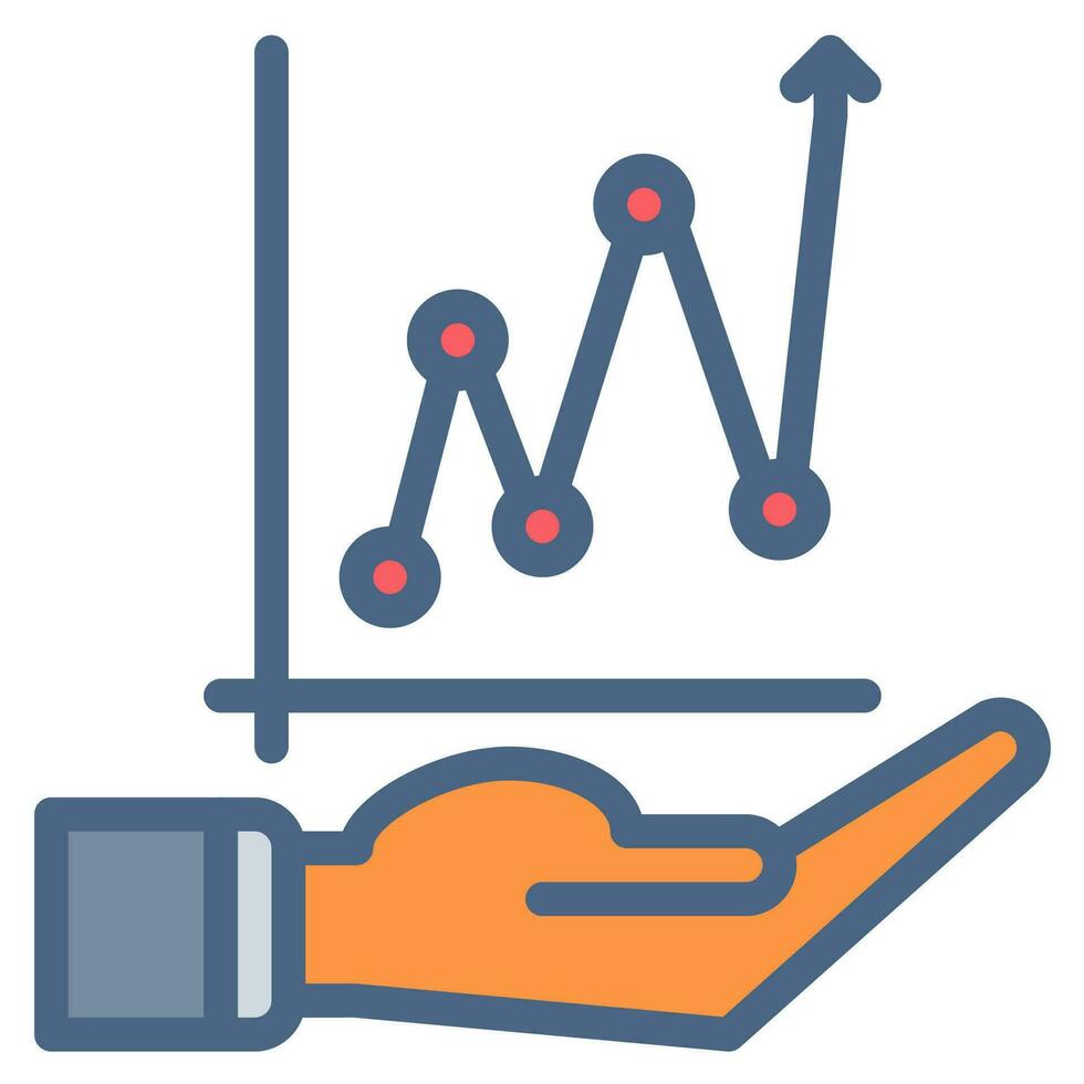 tillväxt och hand ikon översikt svart stil. företag och finansiera ikoner vektor