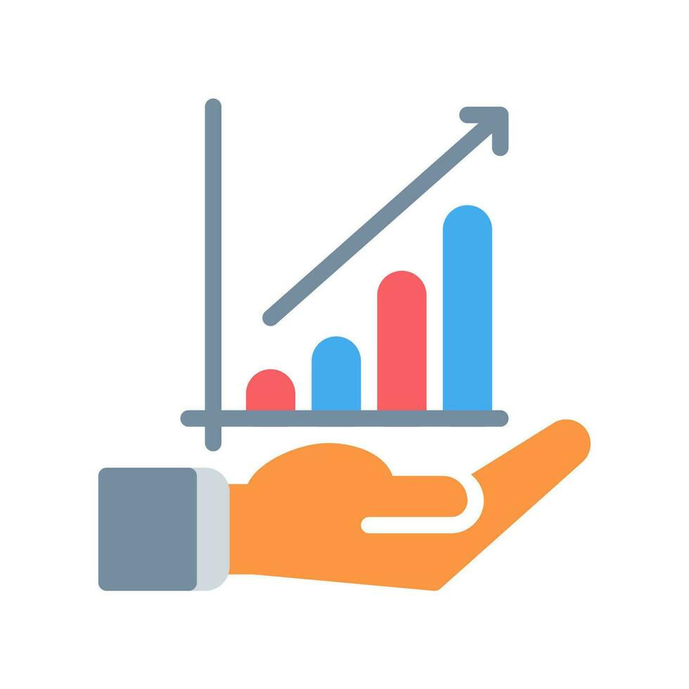 tillväxt Diagram bar och hand ikon översikt svart stil. företag och finansiera ikoner vektor