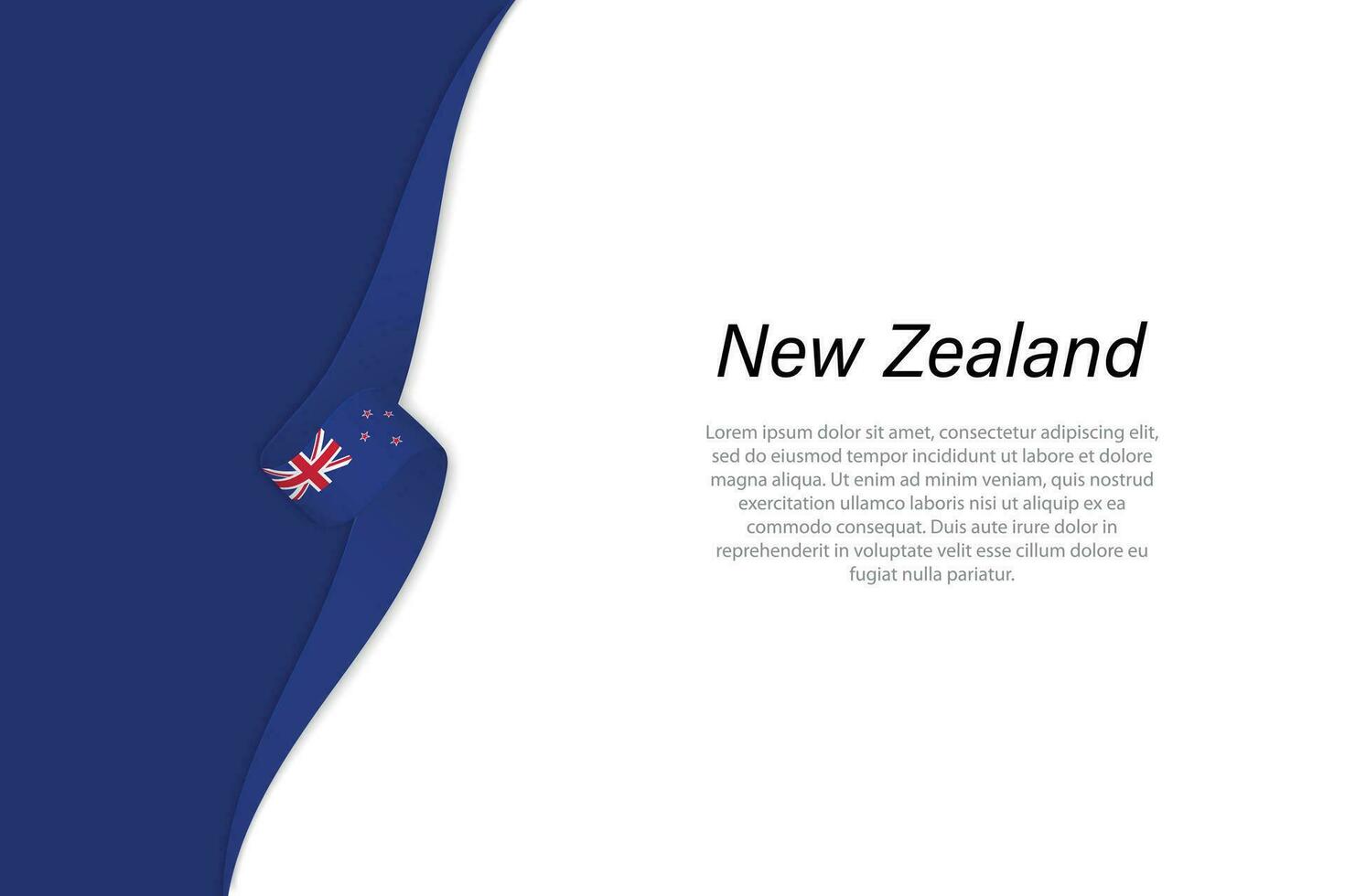 Welle Flagge von Neu Neuseeland mit Copyspace Hintergrund vektor