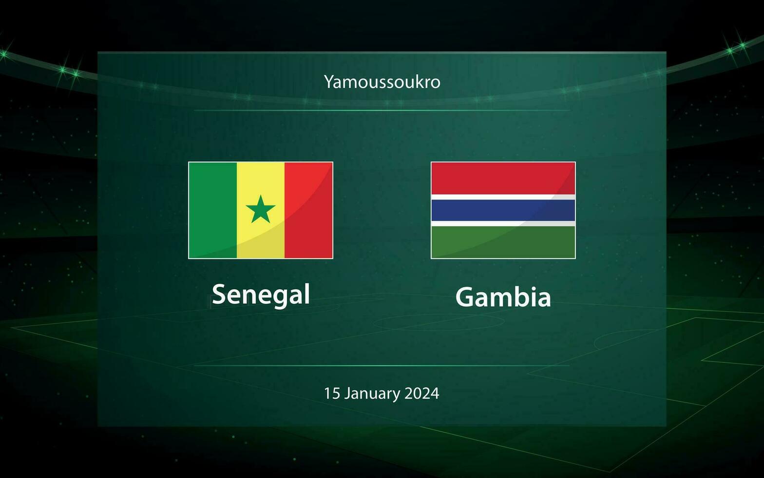 senegal mot gambia. fotboll tavlan utsända grafisk vektor