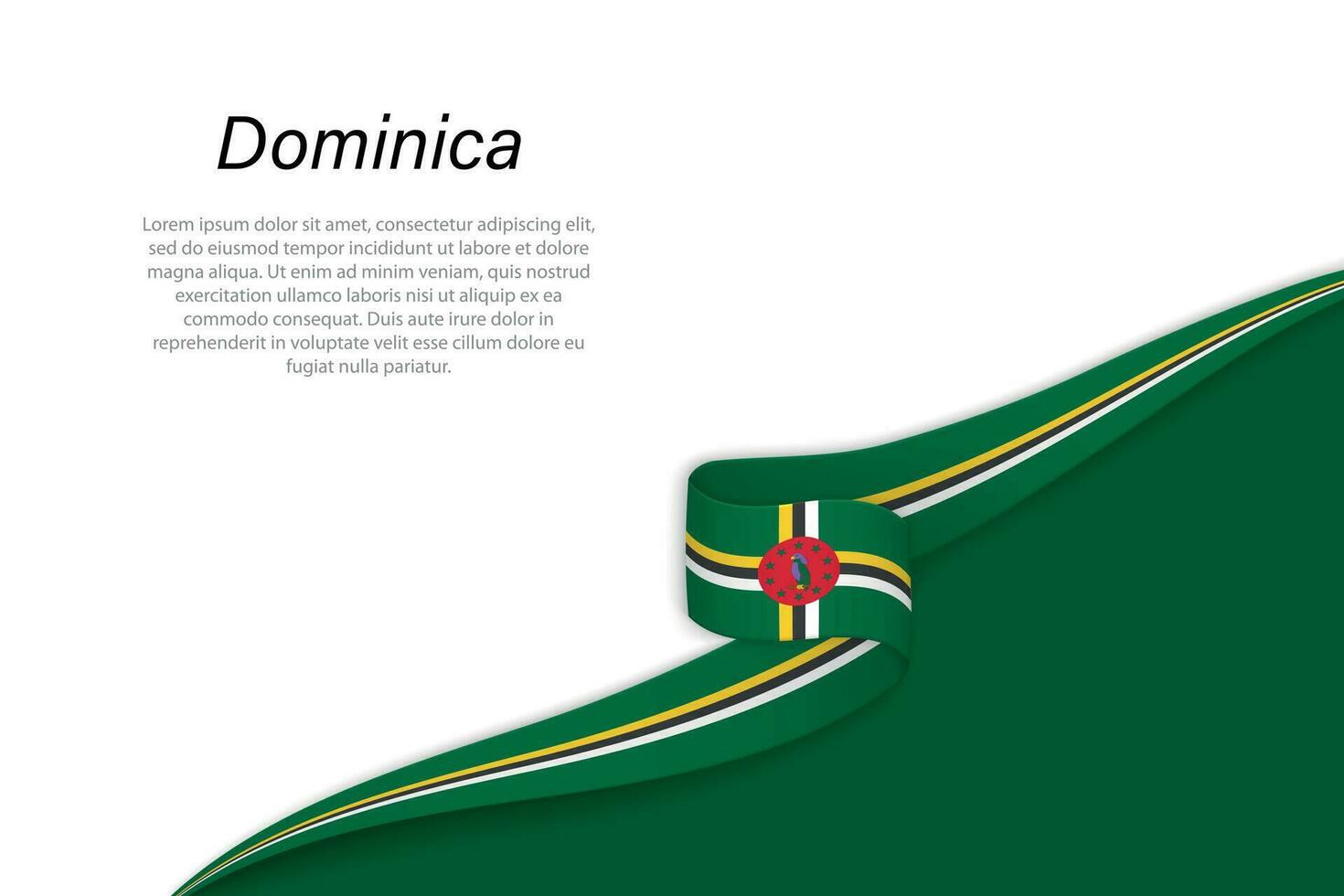 Welle Flagge von Dominica mit Copyspace Hintergrund vektor