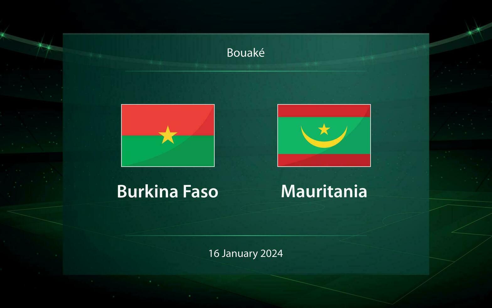 Burkina faso mot mauretanien. fotboll tavlan utsända grafisk vektor