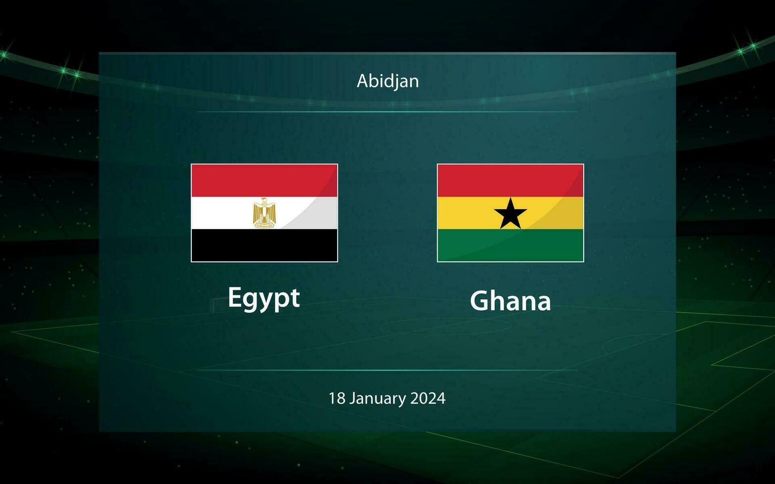 Ägypten vs. Ghana. Fußball Anzeigetafel Übertragung Grafik vektor