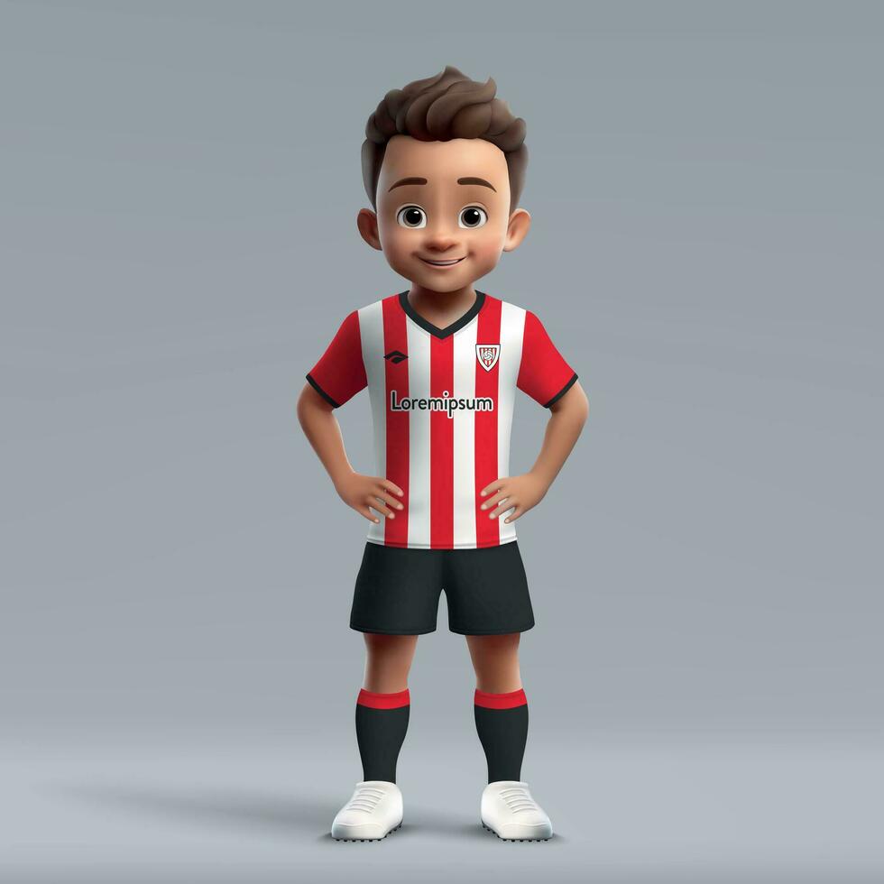 3d Karikatur süß jung Fußball Spieler im Fußball Uniform vektor