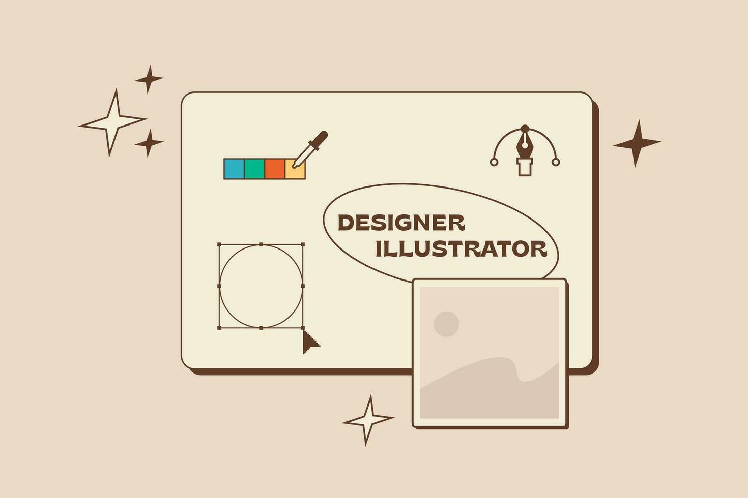 Computer Programm Schnittstelle zum Zeichnung Grafik Elemente. Fachmann Software zum Designer. Digital Illustratoren arbeiten. Vektor eben Illustration.