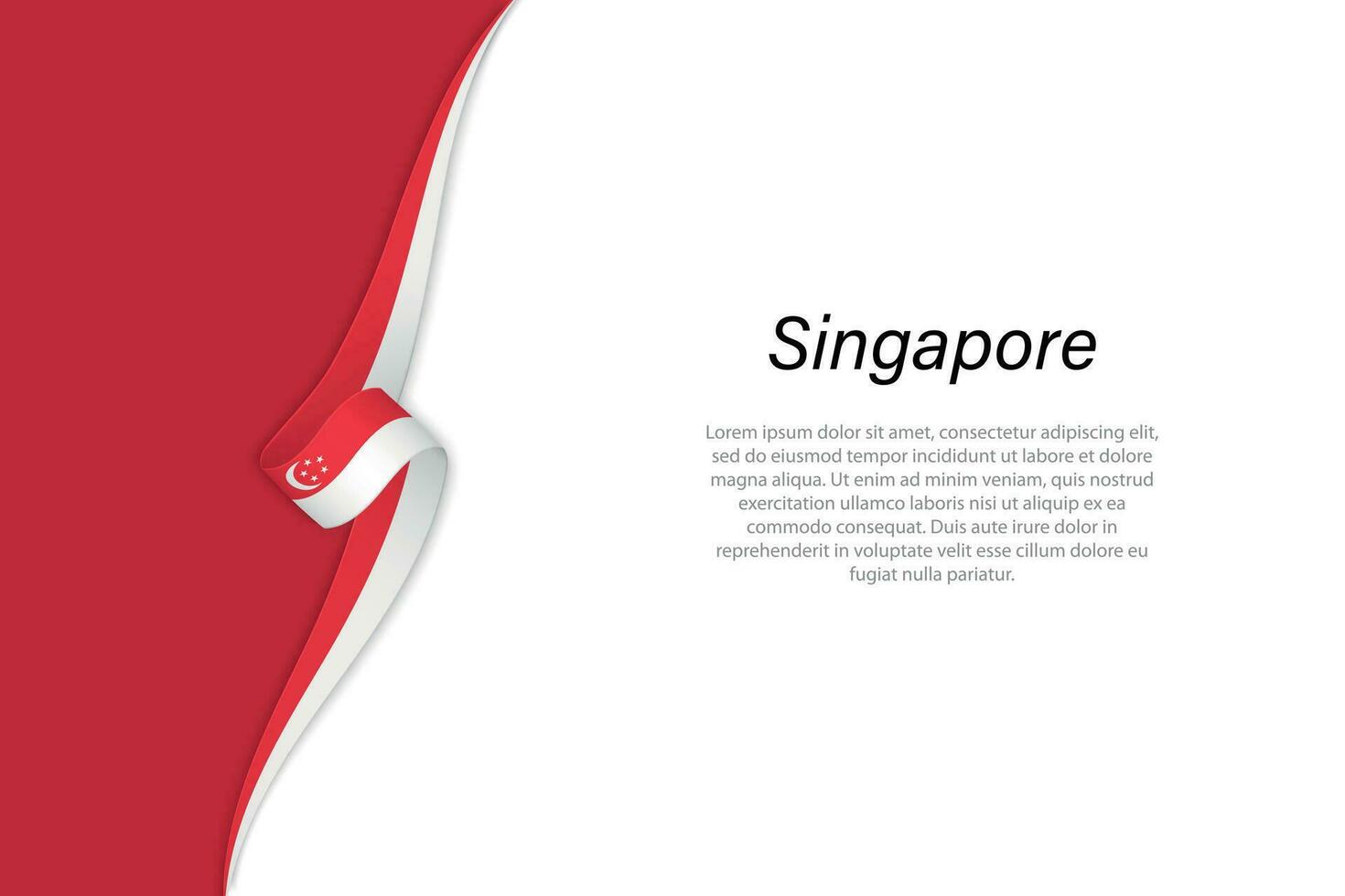 Welle Flagge von Singapur mit Copyspace Hintergrund vektor