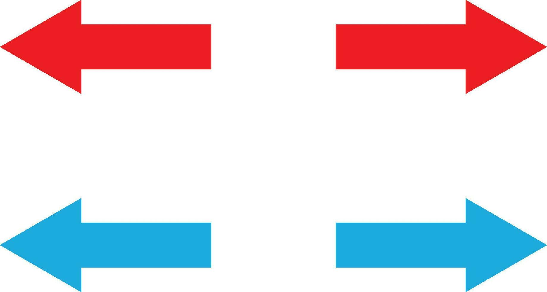 röd och blå pil rätt vänster ikon uppsättning isolerat på vit bakgrund . vektor