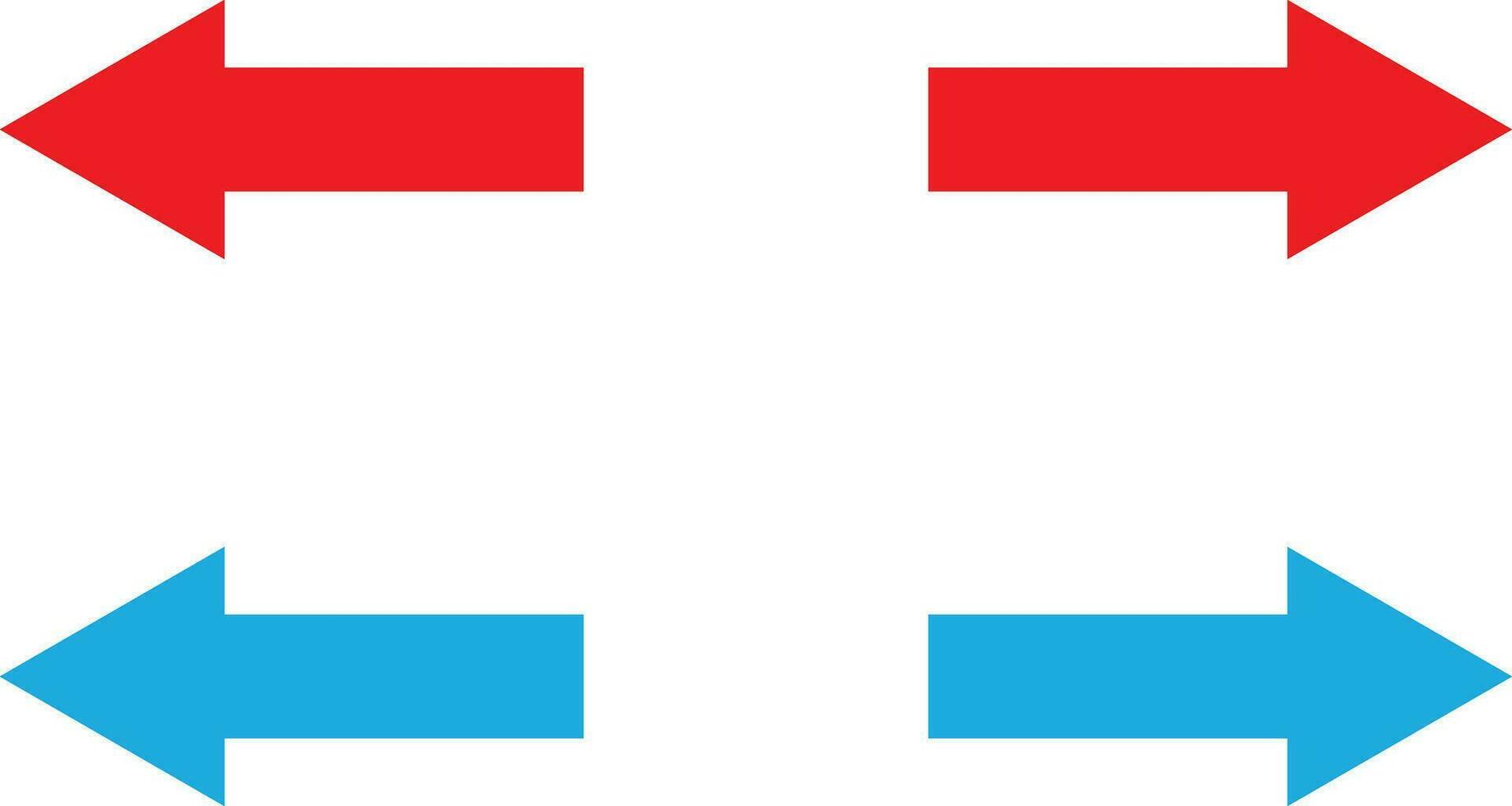 rot und Blau Pfeil richtig links Symbol einstellen isoliert auf Weiß Hintergrund . Vektor