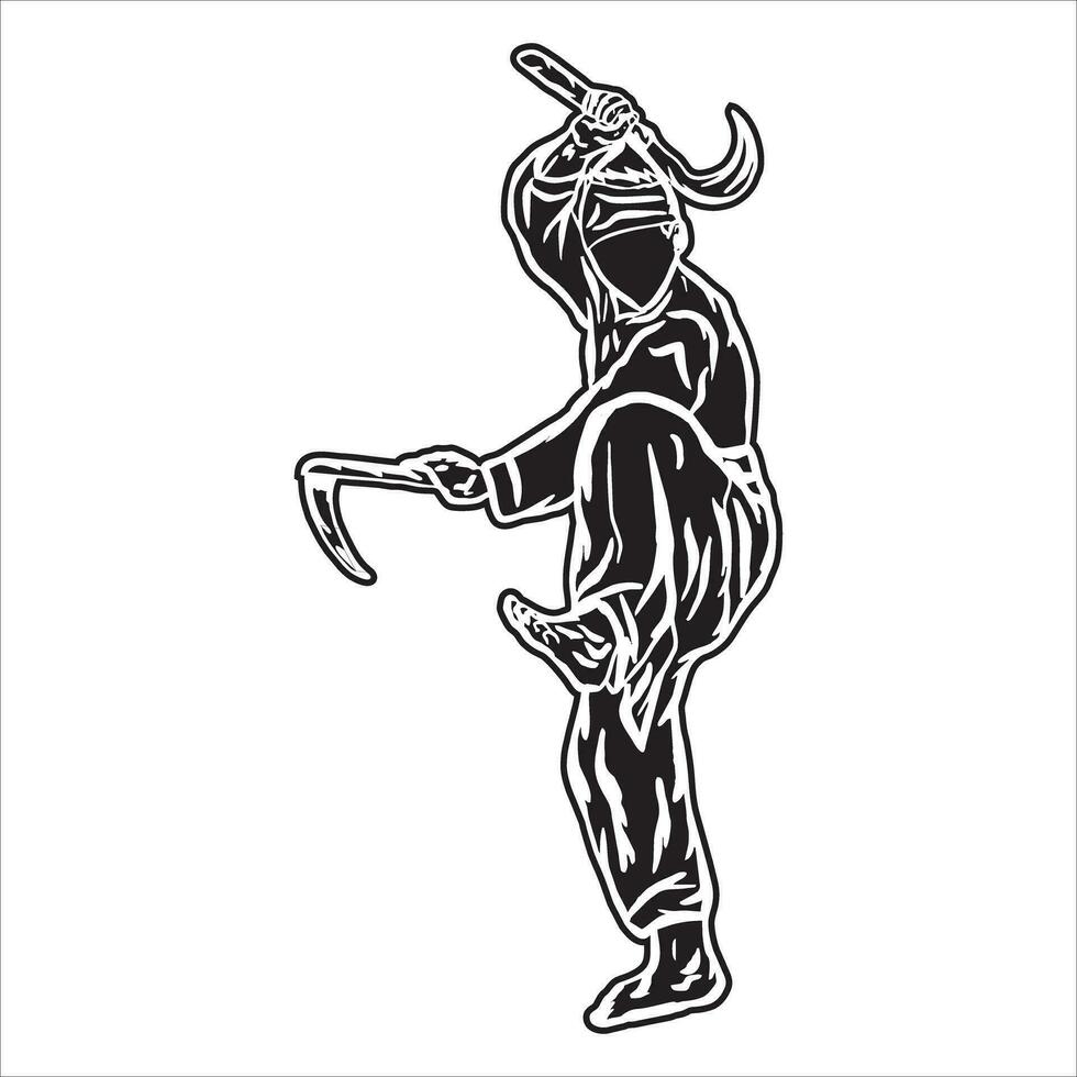 Silhouette pencak silat Kämpfer vektor