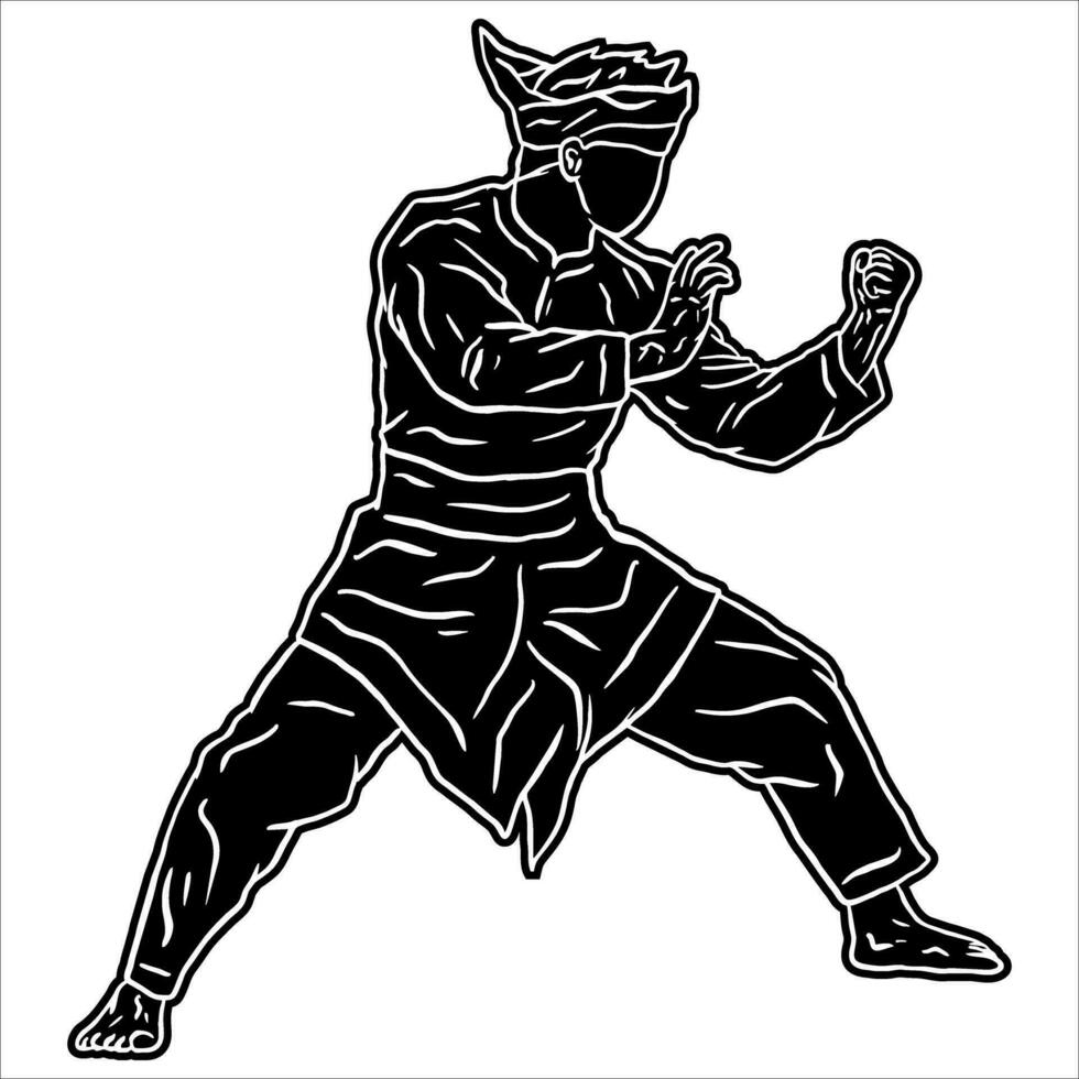 Pencak-Silat-Silhouette vektor