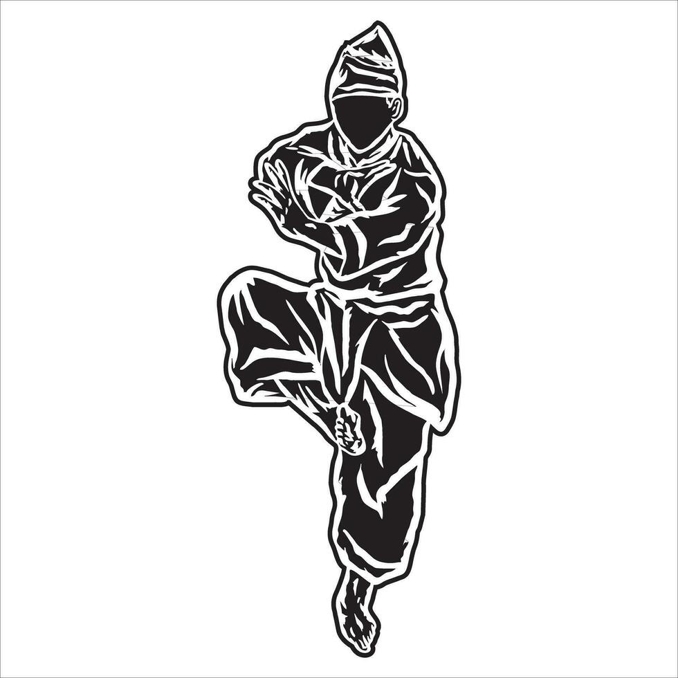 Silhouette pencak silat Kämpfer vektor