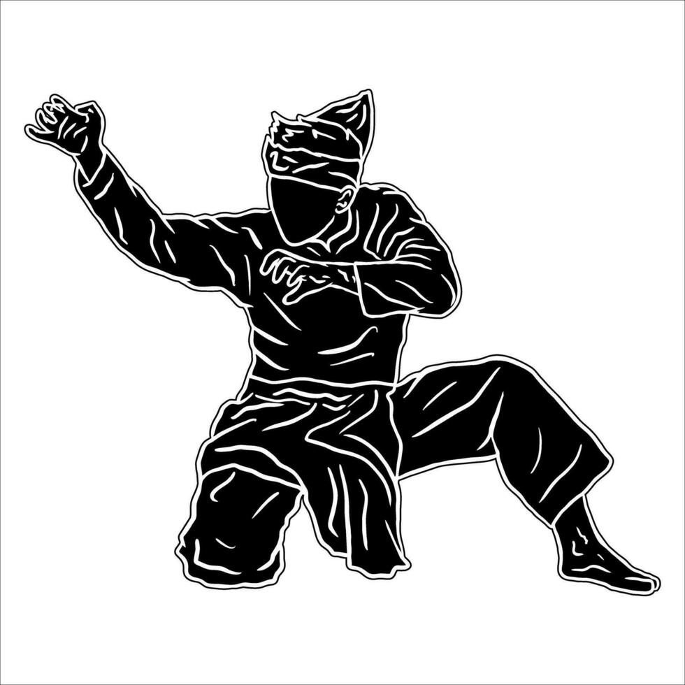 Pencak-Silat-Silhouette vektor