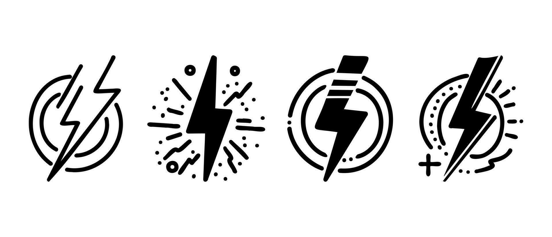 Hand gezeichnet Vektor Gekritzel elektrisch Blitz Symbol skizzieren. Donner, Vektor Illustration