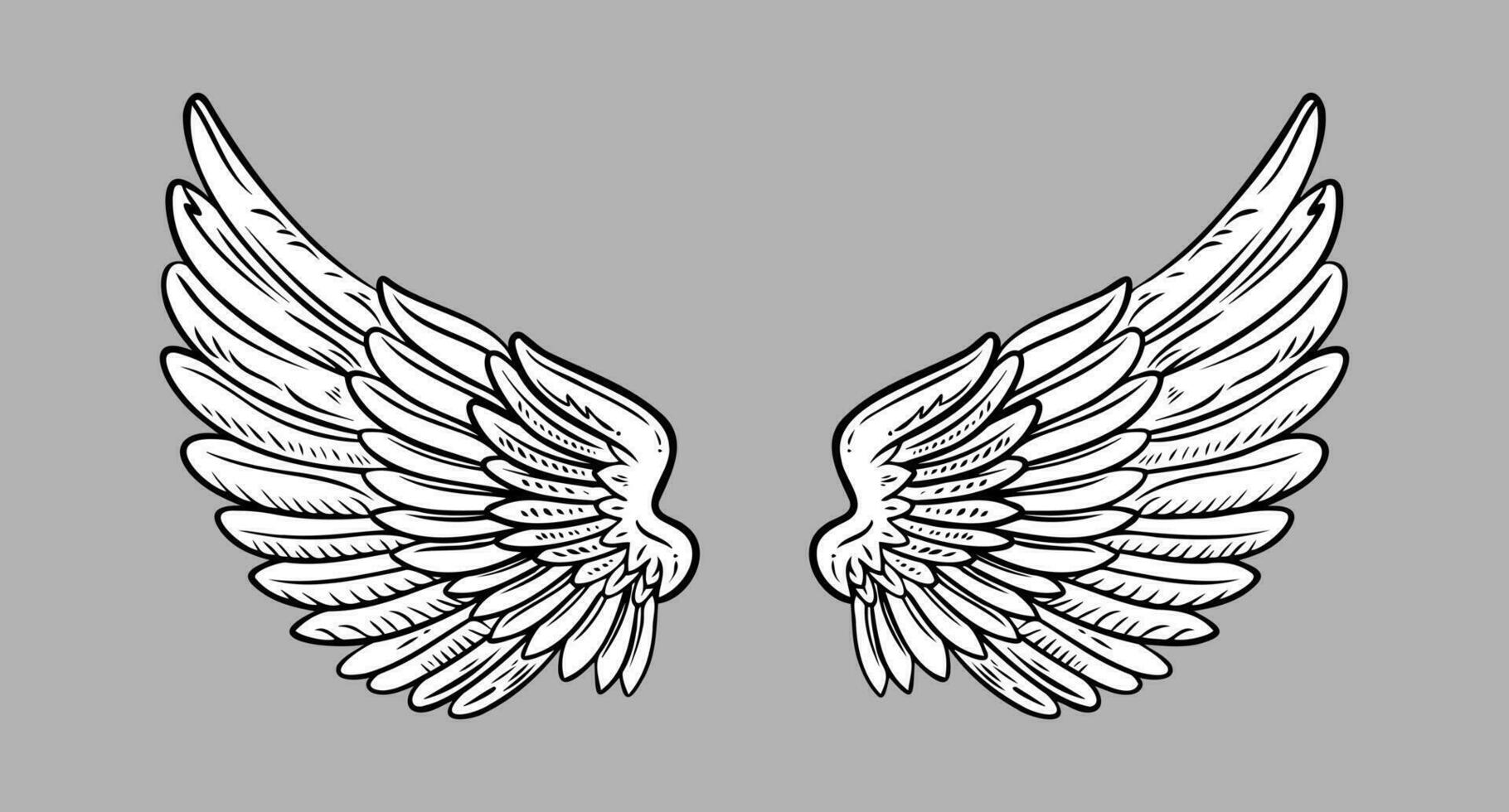 skiss ängel vingar. ängel fjäder vinge. vektor illustration.