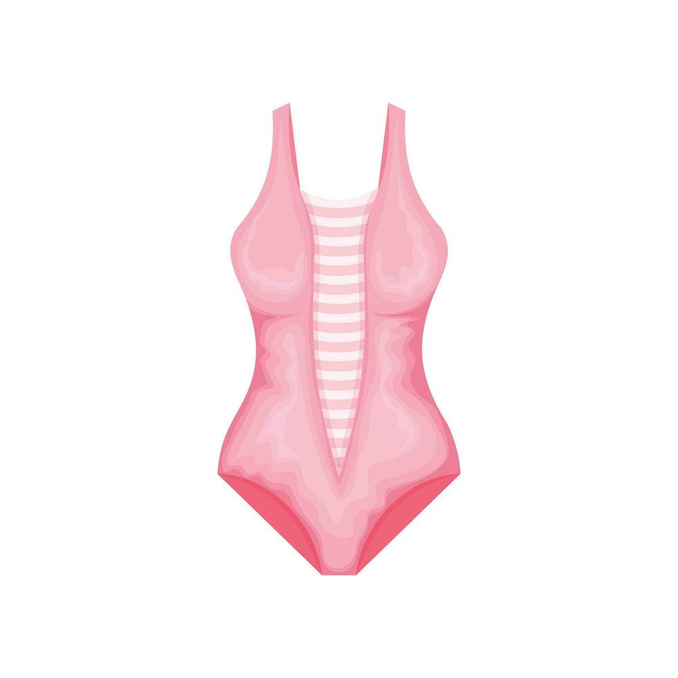 Badeanzug. Frauen s Rosa Innen- Badeanzug. Frauen s Strand Zubehörteil. Baden Kleidung. Vektor Illustration isoliert auf ein Weiß Hintergrund