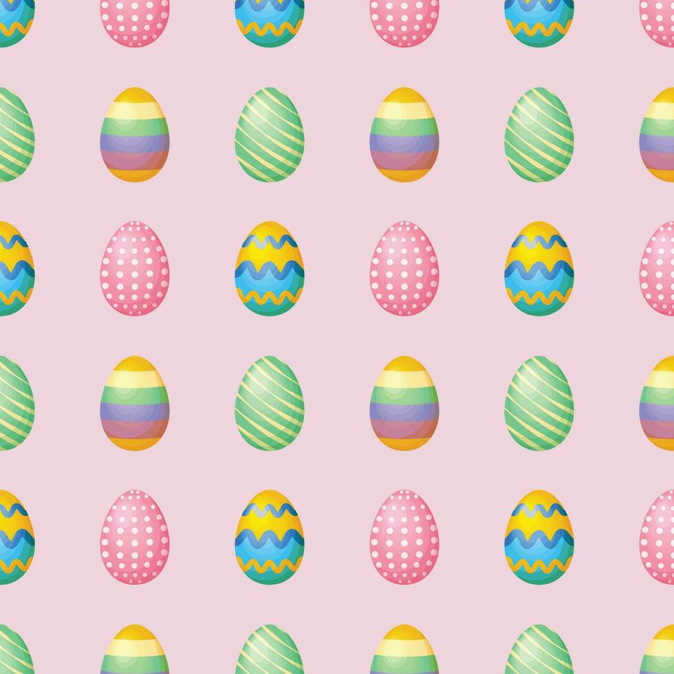 nahtlos Muster. Muster mit Ostern Eier. Ostern Eier von anders Farben auf ein Grün Hintergrund. Ostern Muster zum das drucken. Vektor