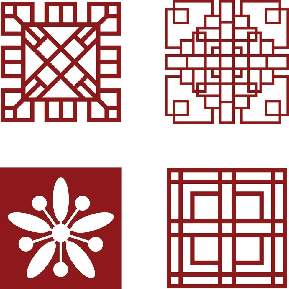 traditionell Chinesisch Muster Symbole. Vektor Element einstellen