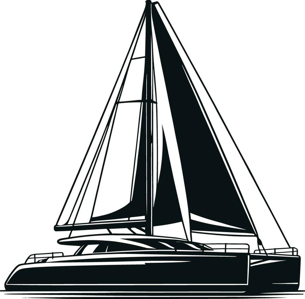 ai genererad segling båtar silhuett illustration proffs vektor