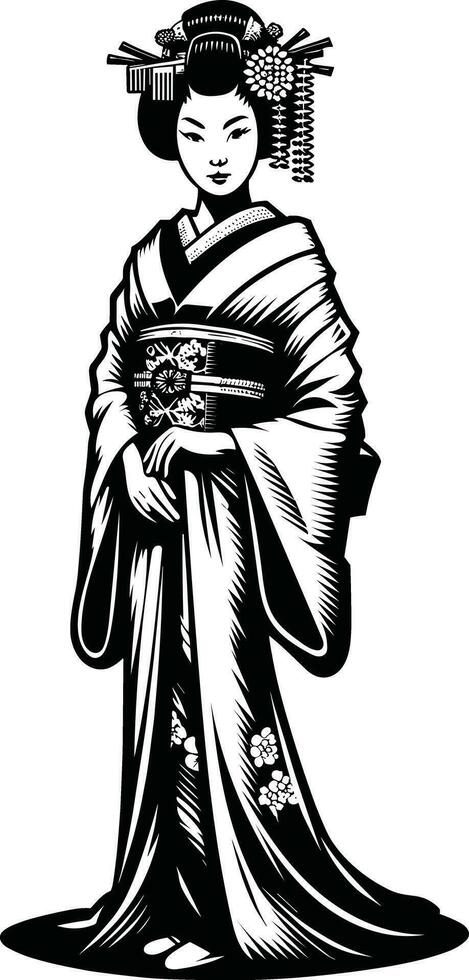 ai genererad japansk geisha ClipArt illustration proffs vektor