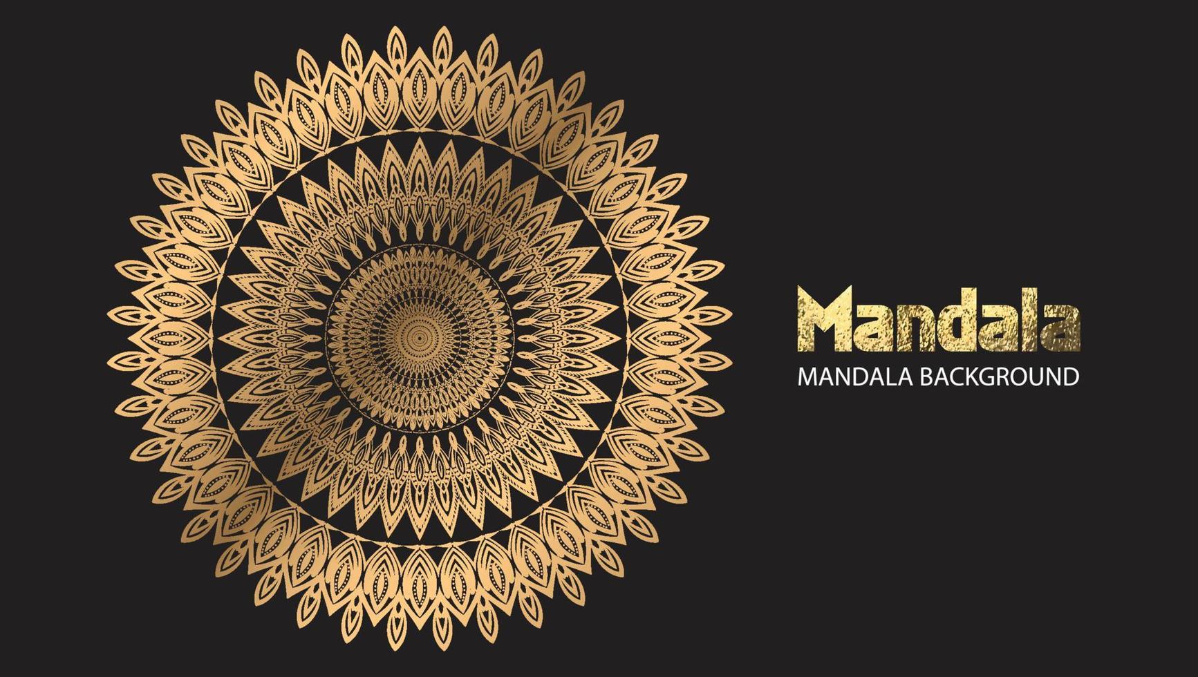 Mandala-Design Mandala-Vektor runder Luxus-Design goldener Pinseltext. vektor