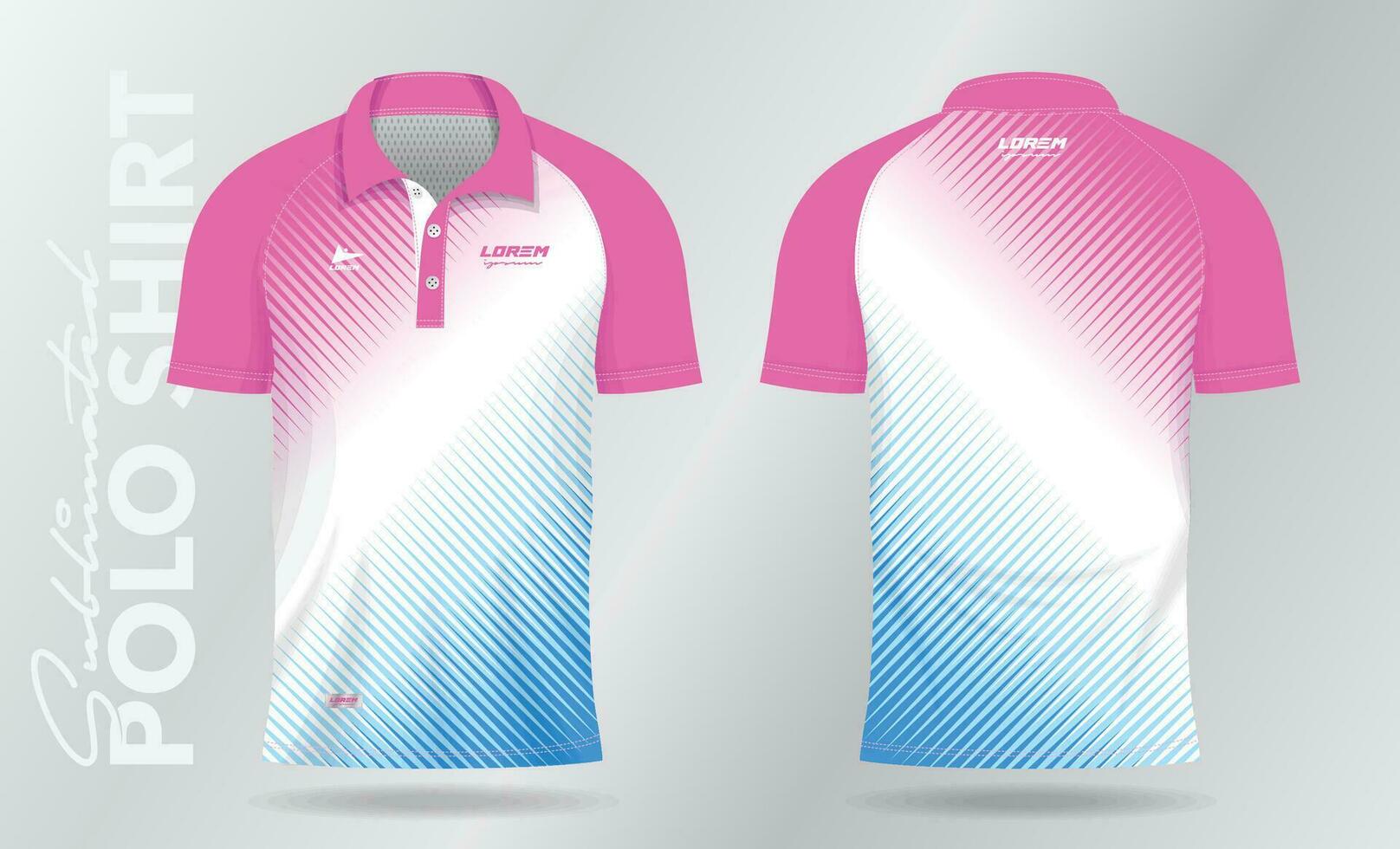 mjuk Färg blå och rosa sublimering polo sport jersey mall design vektor