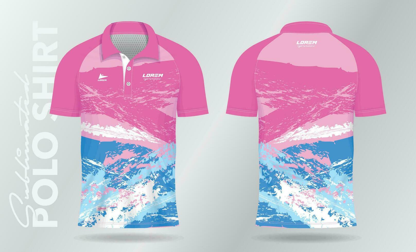 mjuk Färg blå och rosa sublimering polo sport jersey mall design vektor