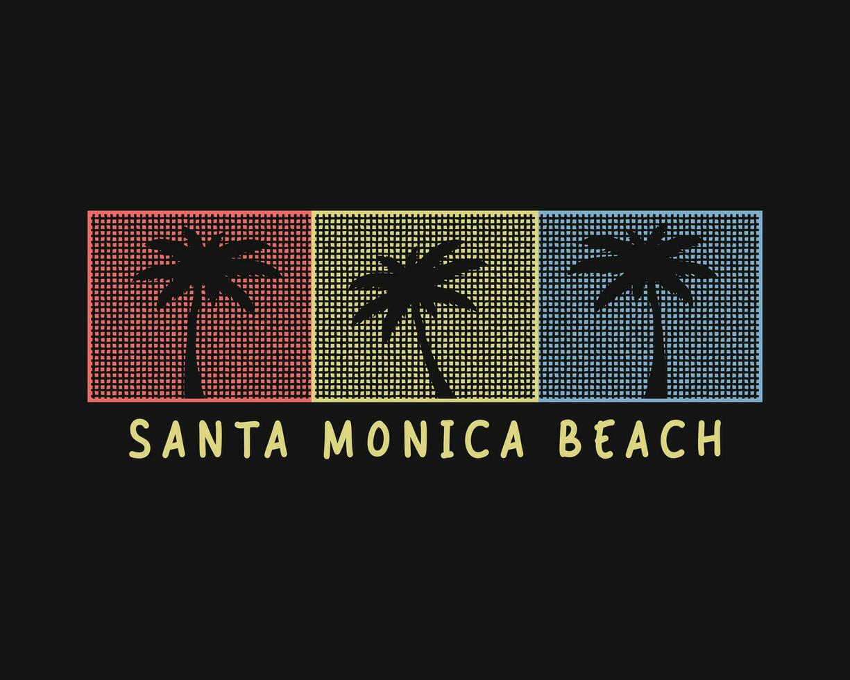 santa monica strand illustration typografi för t skjorta, affisch, logotyp, klistermärke, eller kläder handelsvaror vektor