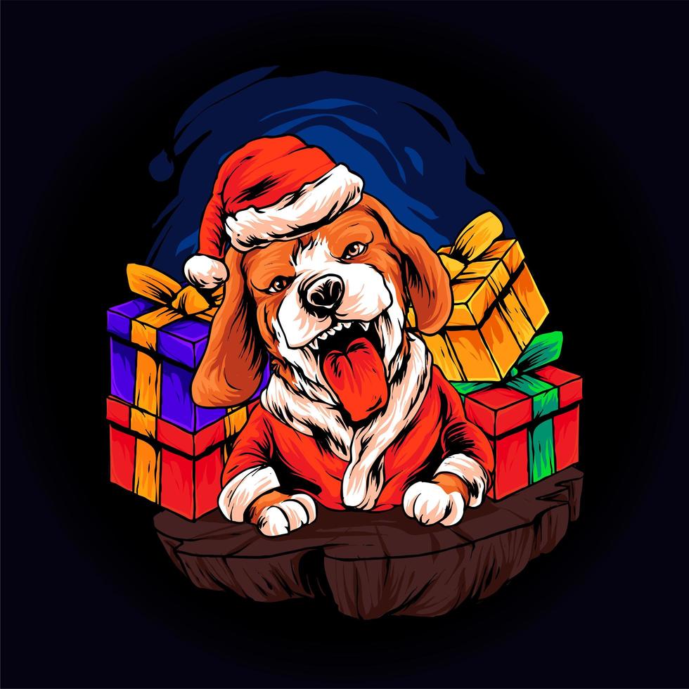 beagle hund jul illustration vektor