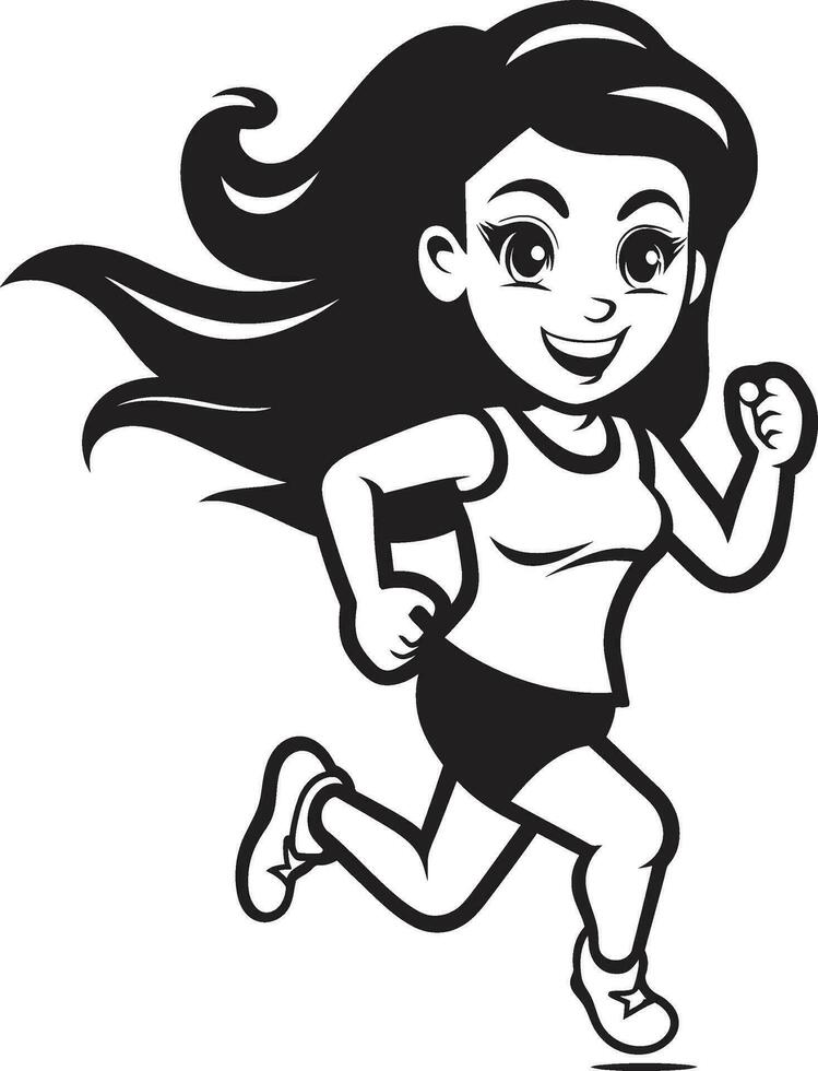 chic nåd svart vektor löpning kvinna ikon feminin rörelse vektor ikon av löpning kvinna i svart