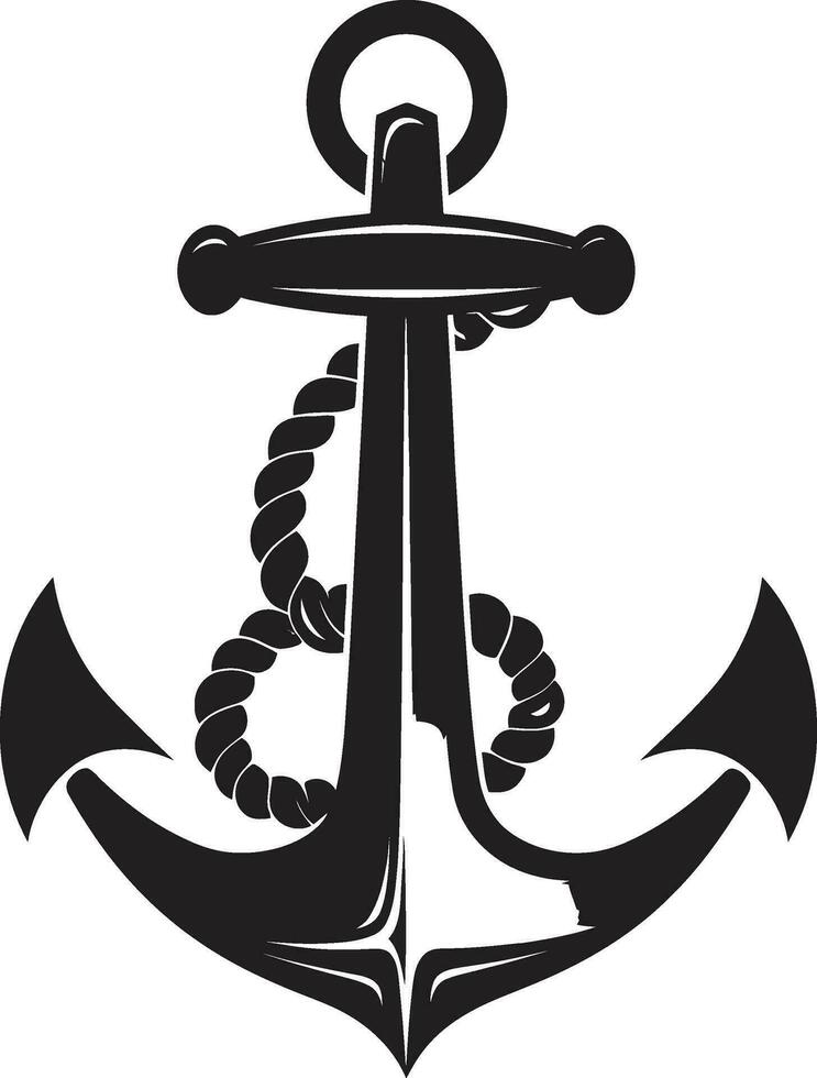 oceanisk arv svart fartyg ankare ikon nautisk arv svart ankare logotyp design vektor