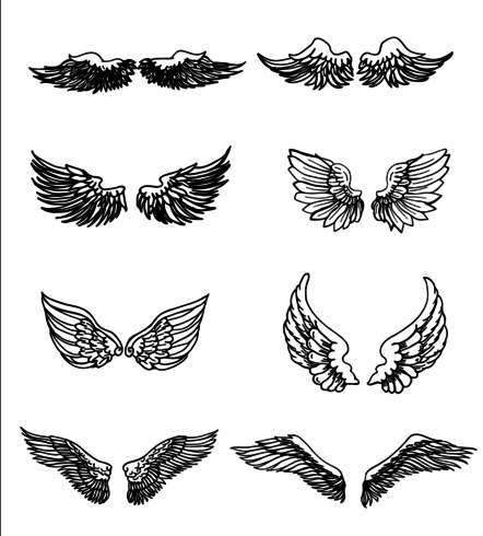 uppsättning av vingar handgjorda vektor