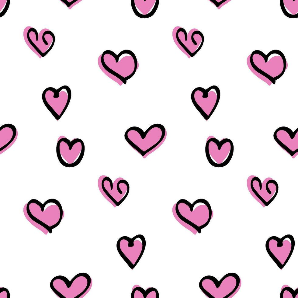 eleganta grafisk sömlös mönster med rosa hjärtan. bakgrund, omslag papper vektor