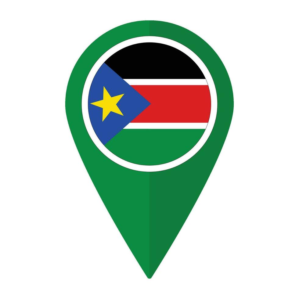 söder sudan flagga på Karta precisera ikon isolerat. flagga av söder sudan vektor