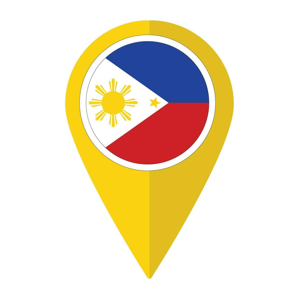 Philippinen Flagge auf Karte punktgenau Symbol isoliert. Flagge von Philippinen vektor