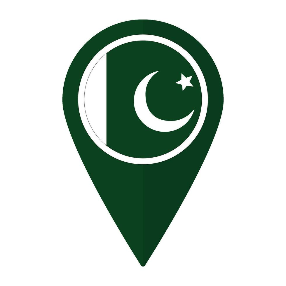 pakistan flagga på Karta precisera ikon isolerat. flagga av pakistan vektor