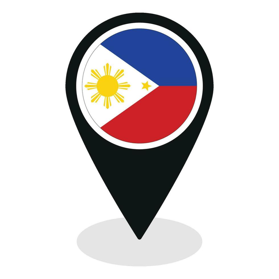 filippinerna flagga på Karta precisera ikon isolerat. flagga av filippinerna vektor