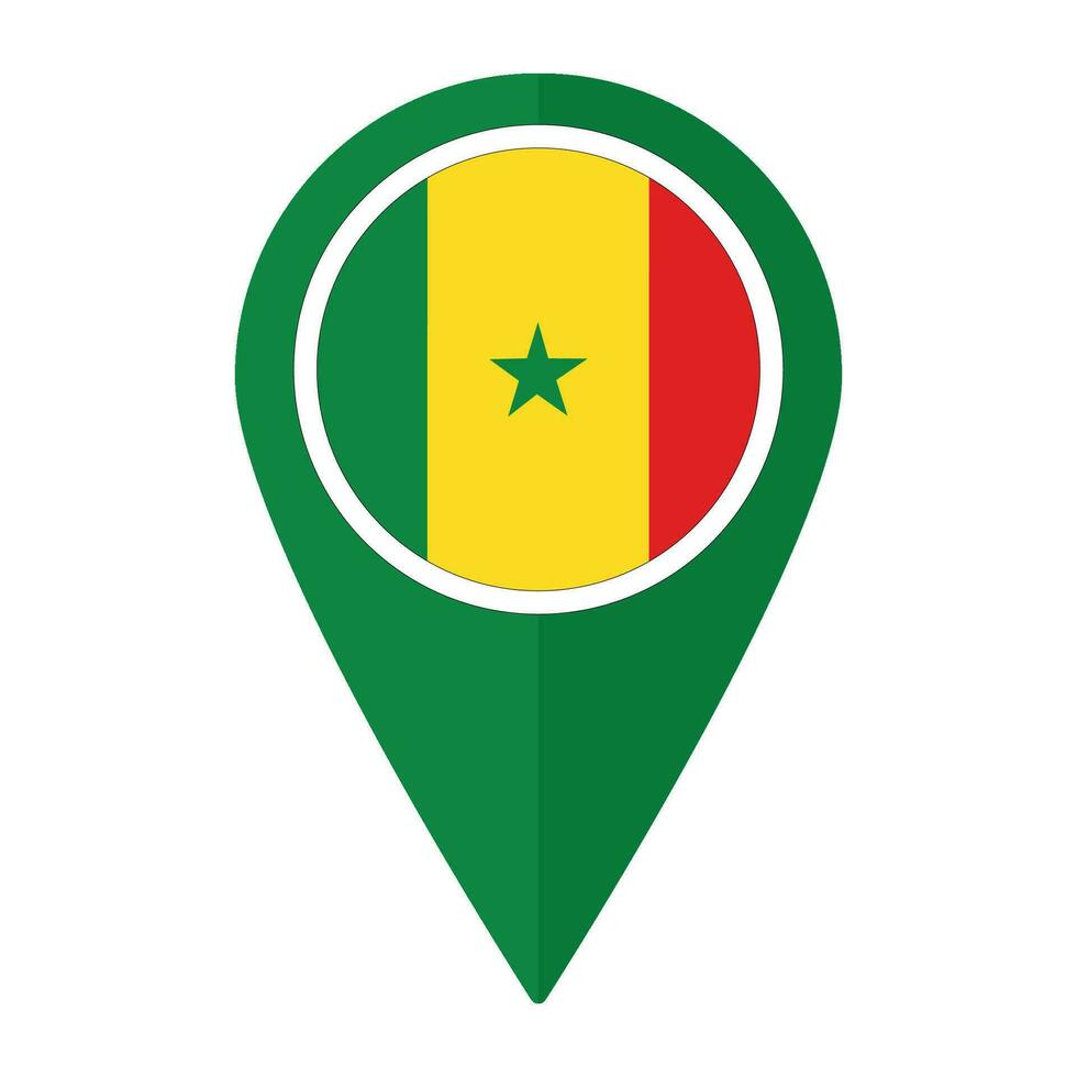 senegal flagga på Karta precisera ikon isolerat. flagga av senegal vektor