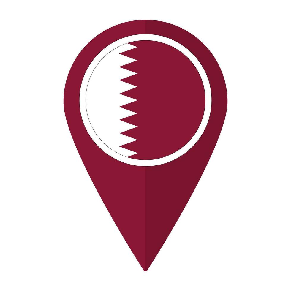 Katar Flagge auf Karte punktgenau Symbol isoliert. Flagge von Katar vektor
