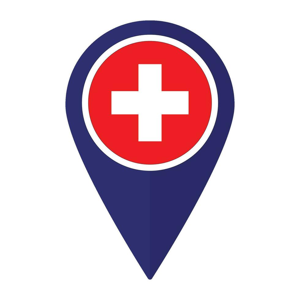 schweiz flagga på Karta precisera ikon isolerat. flagga av schweiz vektor