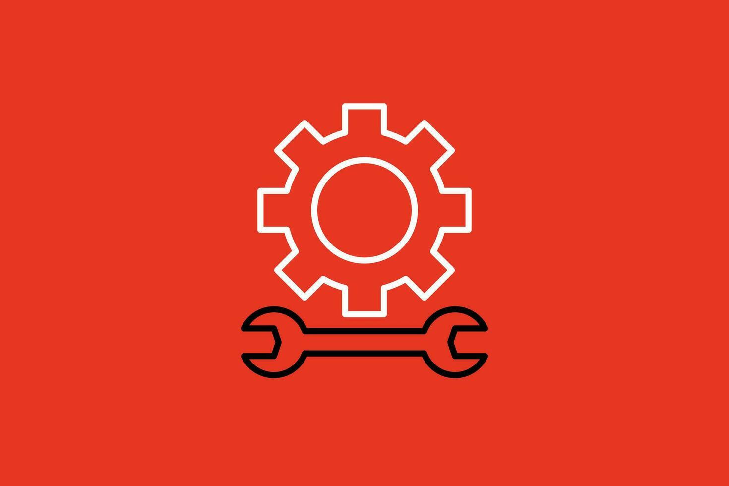 redskap och rycka vektor ikon på röd bakgrund. kugghjul och rycka symbol.