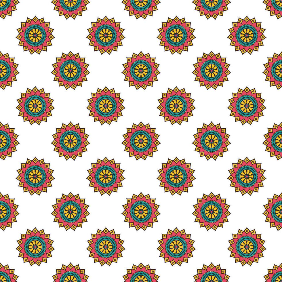 nahtlos Muster von Blume Mandala auf ein Weiß Hintergrund vektor