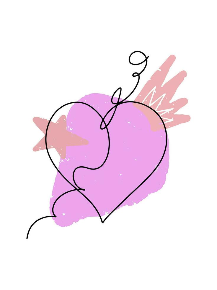 en teckning av en hjärta med en rosa och lila virvla runt vektor
