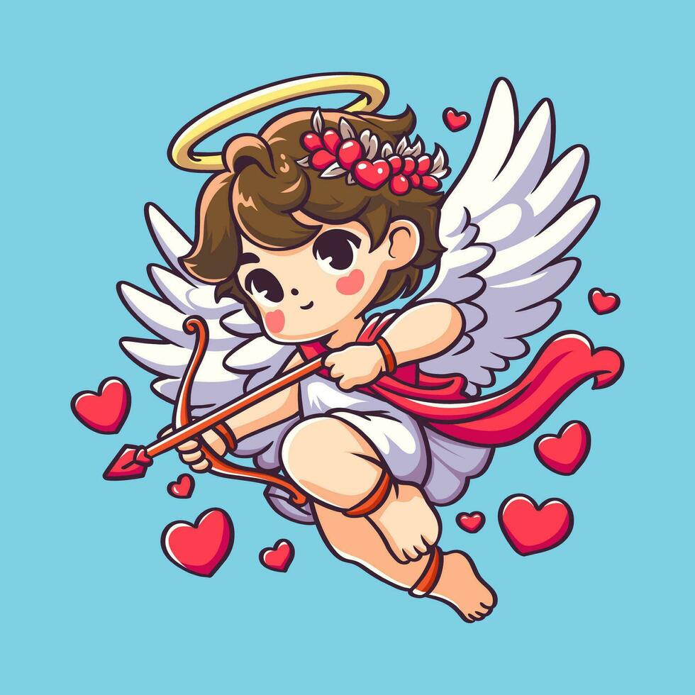 vektor illustration söt cupid för valentines dag kärlek hjärta 5