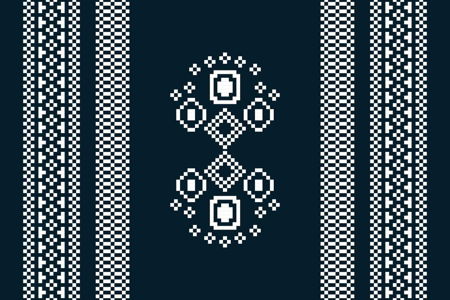 ethnisch geometrisch Stoff Muster Kreuz Stich.ikat Stickerei ethnisch orientalisch Pixel Muster Marine Blau Hintergrund. abstrakt, vektor, illustration. Textur, Kleidung, Schal, Dekoration, Motive, Seide Hintergrund. vektor