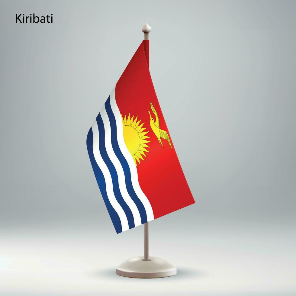 flagga av kiribati hängande på en flagga stå. vektor